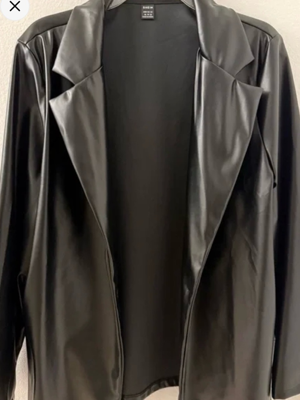 SHEIN Black Faux Leather Blazer Jacket